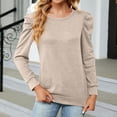 thumbnail image 1 of YUNAFFT Womens Tops Clearance, Women's Fashion Deep Round- Neck Solid Button Long Sleeve Blouse Shirt Top, 1 of 4