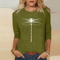 thumbnail image 1 of Babysbule Womens Tops Fashion Women's Fashion Printed Loose T-shirt Mid-length 3/4 Sleeves Blouse Round Neck Casual Tops, 1 of 4