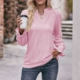 thumbnail image 1 of YUNAFFT Womens Tops Clearance, Women's Fashion Solid V-Neck Long Sleeve Loose T-shirt Top, 1 of 5