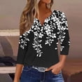 thumbnail image 1 of Babysbule 3/4 Sleeve Floral Printed Thin Button-Down V-neck Blouse & Top, Women's, 1 of 6