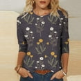 thumbnail image 1 of Babysbule Womens Tops Long Sleeve Women's Fashion Printed Loose T-shirt 3/4 Sleeves Blouse Round Neck Casual Tops, 1 of 5