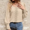thumbnail image 1 of Babysbule Womens Tops Long Sleeve Fashion Women Solid Color Casual Round Neck Lace Stitching Long Sleeve Shirts Blouses Tops, 1 of 7
