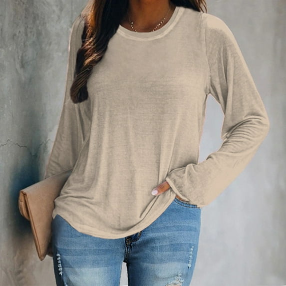 Babysbule Womens Tops Long Sleeve Women's And Winter New Basic Long-Sleeved Top For Women