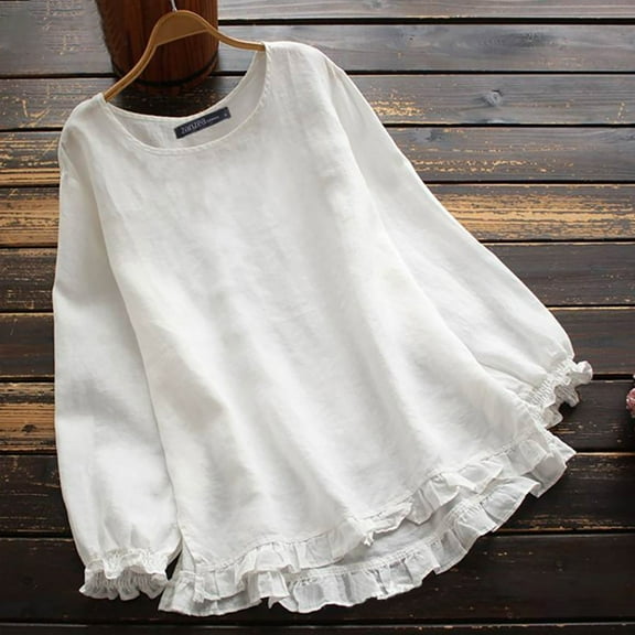 Babysbule Womens Tops Long Sleeve Women's Fashion Solid Color Long Sleeve Shirt Loose Round Neck Casual Top