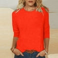 thumbnail image 1 of Babysbule Womens Tops Long Sleeve Women's Fashion Solid T-shirt Mid-length 3/4 Sleeves Blouse Round Neck Casual Tops, 1 of 5