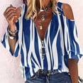 thumbnail image 1 of Babysbule Womens Tops Plus Size Shirts Women Summer Shirt Cold Shoulder Pullover Blouse Half Sleeve Zipper Printed Tops On Outfit, 1 of 5