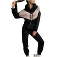 thumbnail image 1 of Babysbule Womens Tops Sets Blouse Ladies Fashion Slim Sports Long Sleeve Two-piece Color Block Sweatshirt Set Fall Saving, 1 of 5