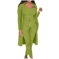 thumbnail image 1 of Babysbule Womens Tops Sets Blouse Fashion Women Casual Solid Long Sleeve Camisole Round Neck Tops Collar Long Pants Three Piece Sets Fall Fahion, 1 of 5