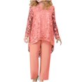 thumbnail image 1 of Babysbule Womens Tops Sets Blouse Women's Plus Size Evening Dress Lace Embroidery Temperament Fit PantsTwo Piece Set Fall Saving, 1 of 4