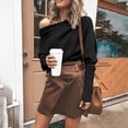 thumbnail image 1 of Babysbule Womens Tops Woman Solid Color Batwing Sleeve Pullove Skew Collar Casual Blouse, 1 of 9
