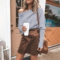 thumbnail image 1 of Babysbule Womens Tops Woman Solid Color Batwing Sleeve Pullove Skew Collar Casual Blouse, 1 of 8