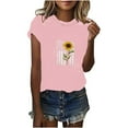 thumbnail image 1 of Babysbule Womens Tops Women Casual Summer Printing Short Sleeves Round Neck Loose T-Shirt Blouse Tops, 1 of 4