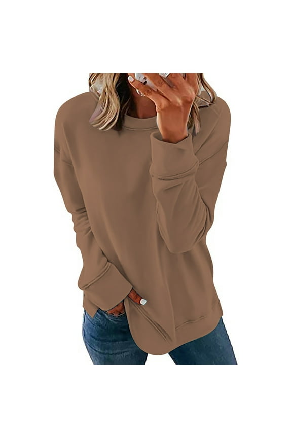 Womens Tops, Women Long Sleeves Casual Shirts Color Round Neck Sweatshirt Pullover Loose Tunic Tops