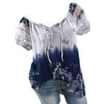 thumbnail image 1 of Babysbule Womens Tops Women Short Sleeve V-Neck Lace Printed Lace Tops Loose T-Shirt Blouse Tops, 1 of 8