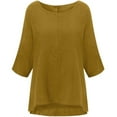 thumbnail image 1 of Babysbule Womens Tops WomenSolid Three Quarter Sleeve Cotton Tops Blouse T-shirt, 1 of 3