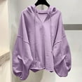 thumbnail image 1 of Babysbule Womens V Neck Oversized Hoodie Sweatshirts Casual Drop Shoulder Bat Long Sleeve Pullover Loose Fit, 1 of 3
