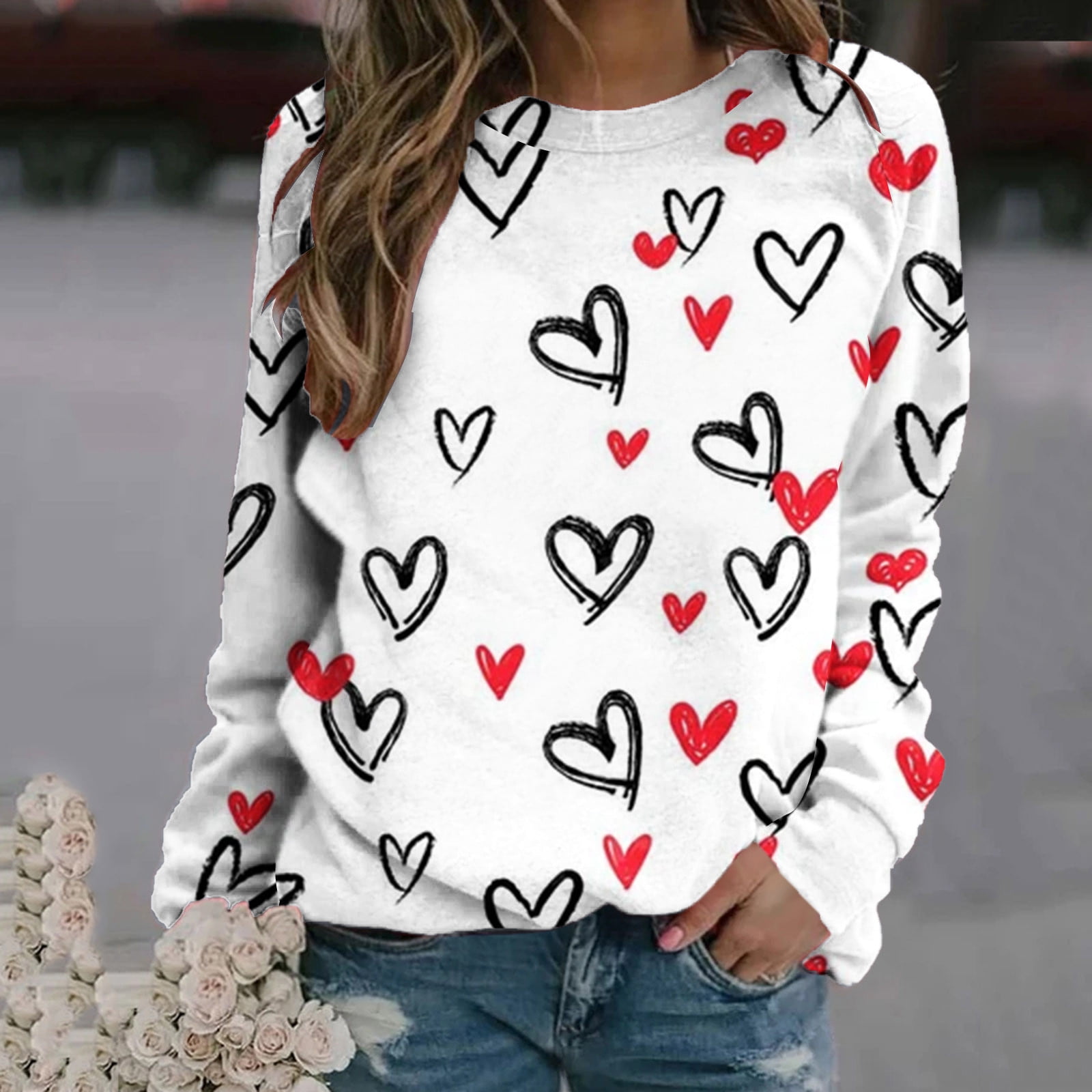 Women's Valentine's Day Shirt - Plaid Long Sleeve Love Heart Raglan T-Shirt, St. Patrick's Day Top