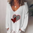 thumbnail image 1 of Babysbule Womens Valentine's Day New Arrivals Tops Women Fashion Casual Print V-Neck Loose Long Sleeve T-shirt Blouse Pullover, 1 of 6