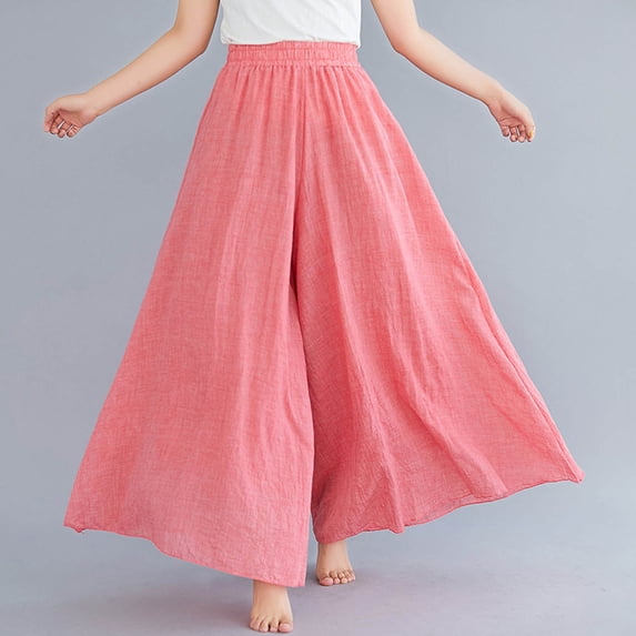 Babysbule Womens Wide Leg Dancing Pants Fashion Women's Summer Casual Loose Elastic Waist Comfy Trousers Pants