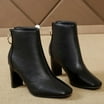 Herrnalise Ankle Boots Women Buckle High Heel Slip Pointed Toe Winter Chunky Ankle Boots Back Zipper Shoes Fashion Shoes For Women
