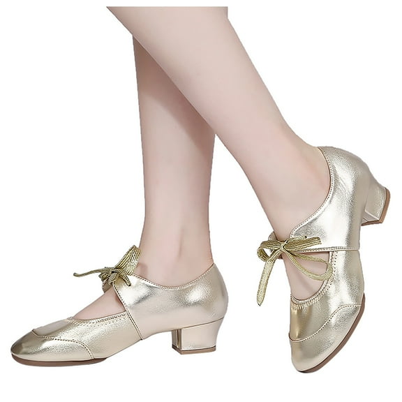 Babysbule Womens Winter Shoes Lady Style Shallow Mouth Modern Dance Latin Dance Square Dance Shoe Low Top Soft Shoes