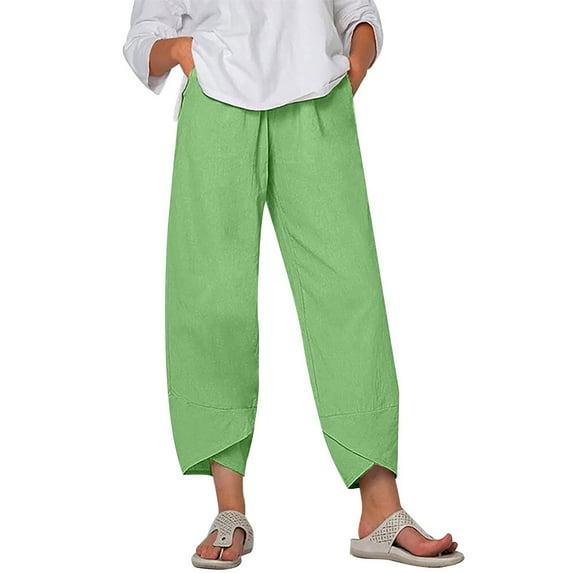 Babysbule Womens Yoga Workout Pants Women's Solid Print Pocket Sports Running Athletic Cotton And Linen Trousers