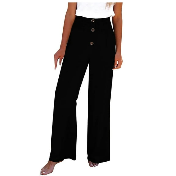 Babysbule Yoga Pants for Women Plus Size Women Casual Solid Pants Comfortable Elastic High Waist Wide Leg Casual Loose Beach Pants