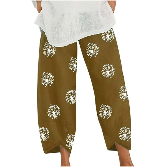 Babysbule Yoga Pants for Women Plus Size Women's Print Casual Loose Wide Leg Trousers Pocket Long Pants
