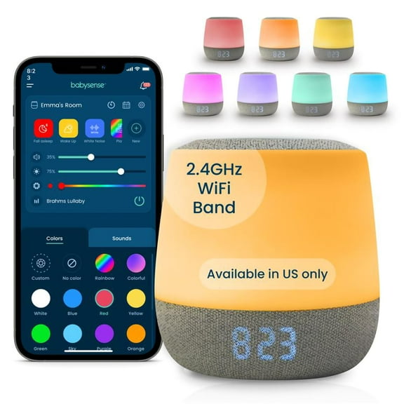 Babysense Dreamer 2.0 Baby Sound Machine with Night Light | 2nd Gen | 28 Soothing Sounds | Toddler Sleep Trainer | App-Controlled White Noise Machine | Sleep Timer | 2.4GHz WiFi | US Only