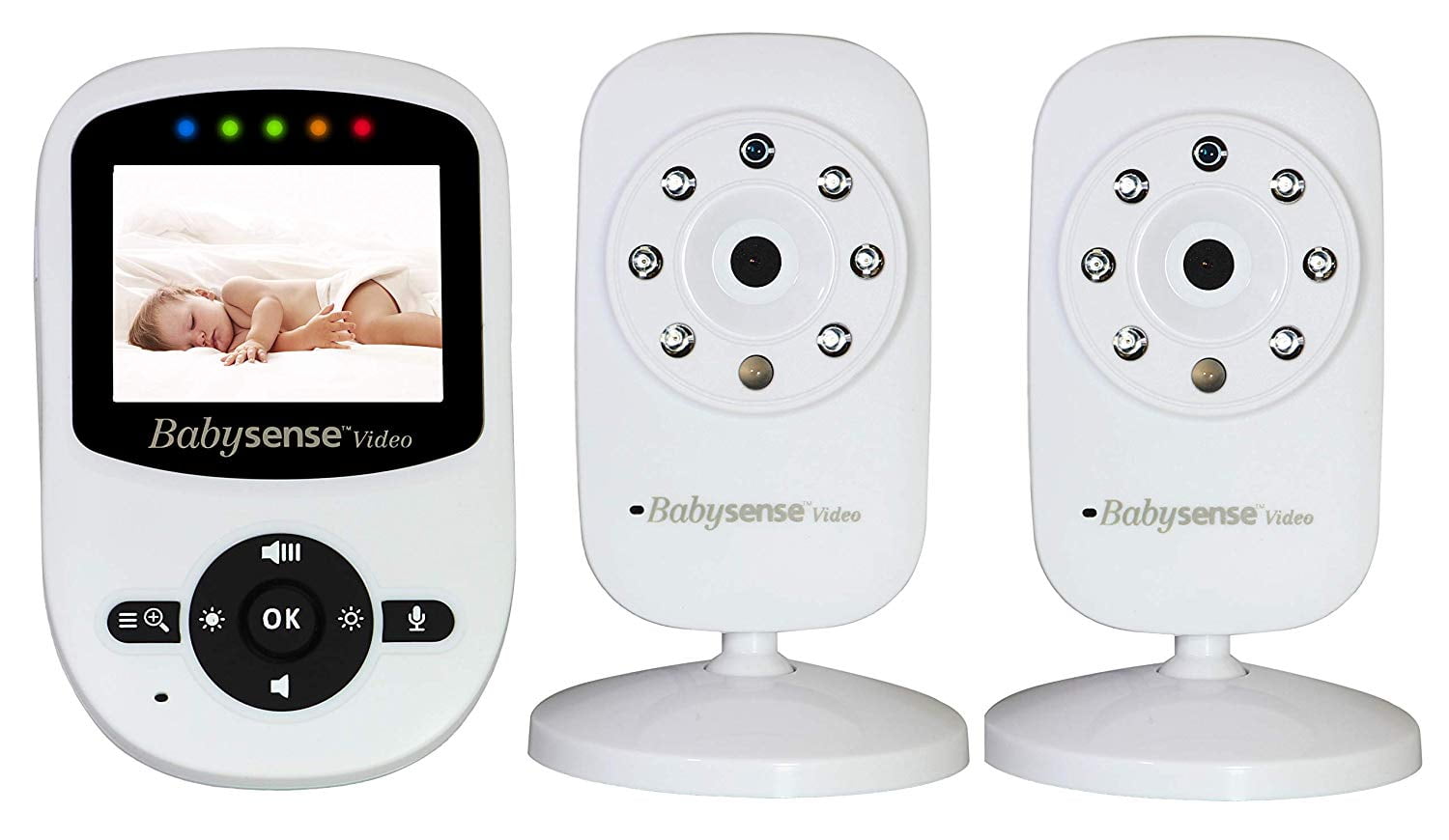 Babysense BSN-V24US Babysense Video Baby Monitor with Camera and Audio,  Long Range, Room Temperature, Infrared Night Vision, Two Way Talk Back,  Lullabies, VOX, Pairs up to 4 Cameras