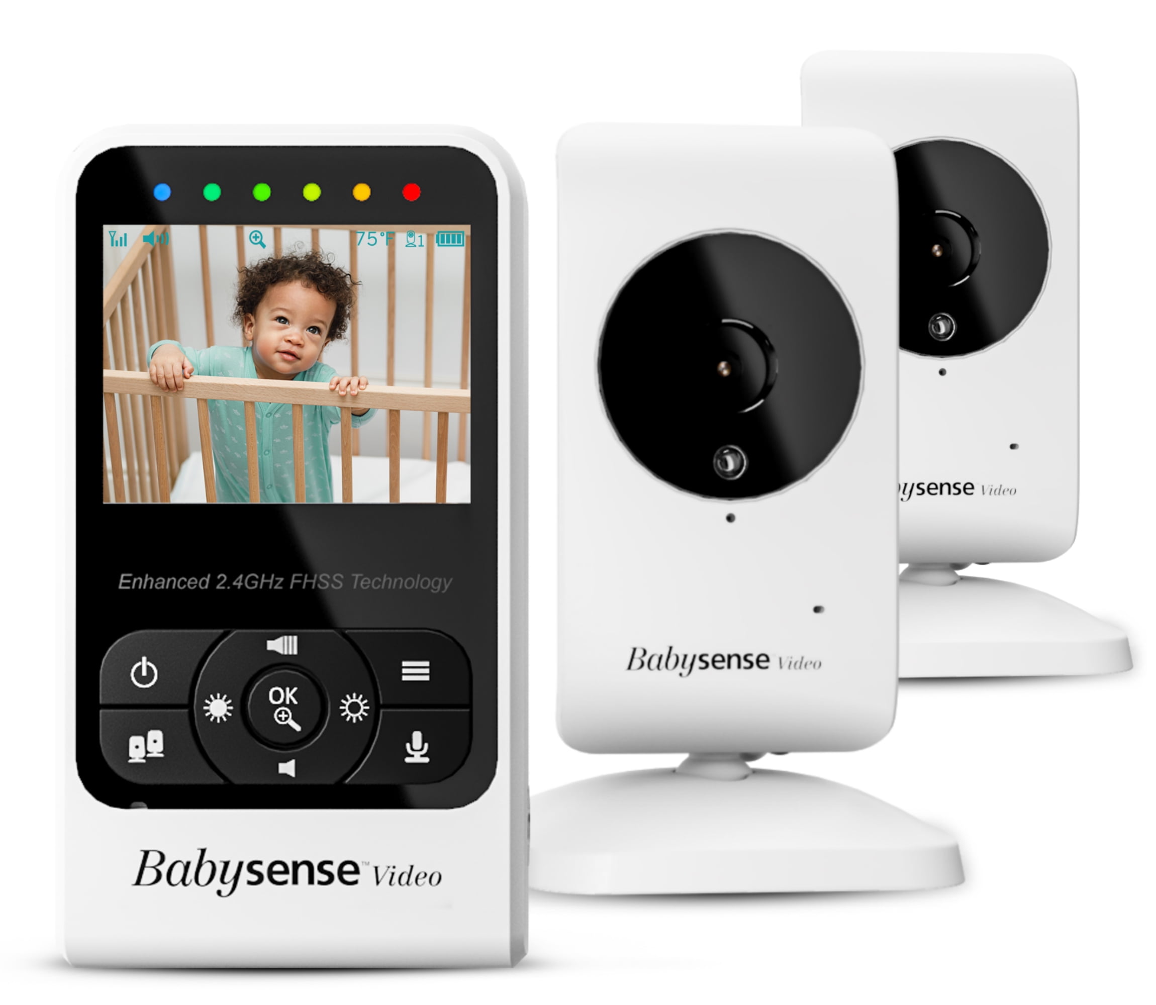 Babysense Video Baby Monitor with Two Cameras, Room Temperature, Night  Vision Built-In Night Light, Two Way Talk, Lullabies, White Noise, Model 