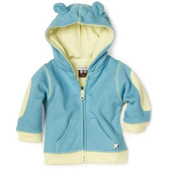 Babysoy Baby-Boys Newborn Soft Fleece Hoodie, Ocean, 6-12