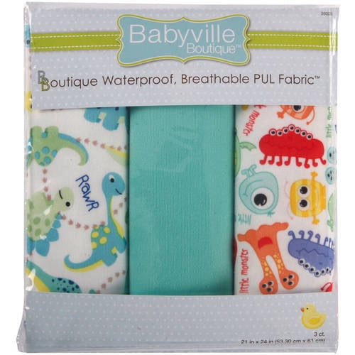 Babyville PUL Waterproof Diaper Fabric, 21" x 24" Cuts, 3pk