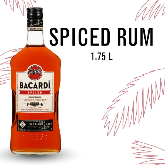 BACARDI Spiced Rum, Gluten Free, 1.75 L Bottle, ABV 35%