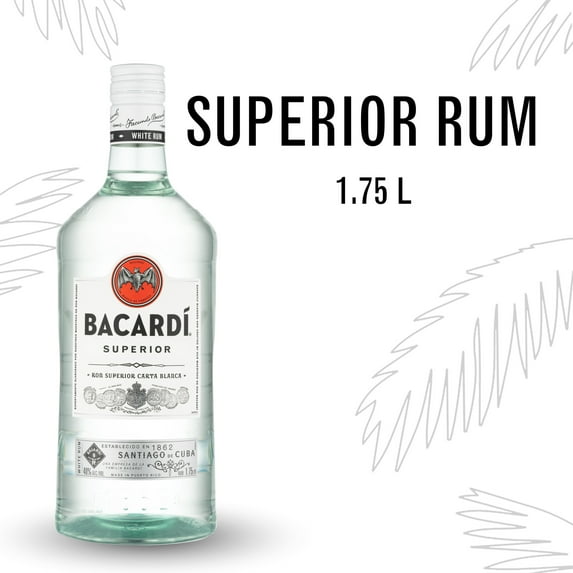 BACARDI Superior White Rum, Gluten Free, 1.75 L Bottle, ABV 40%