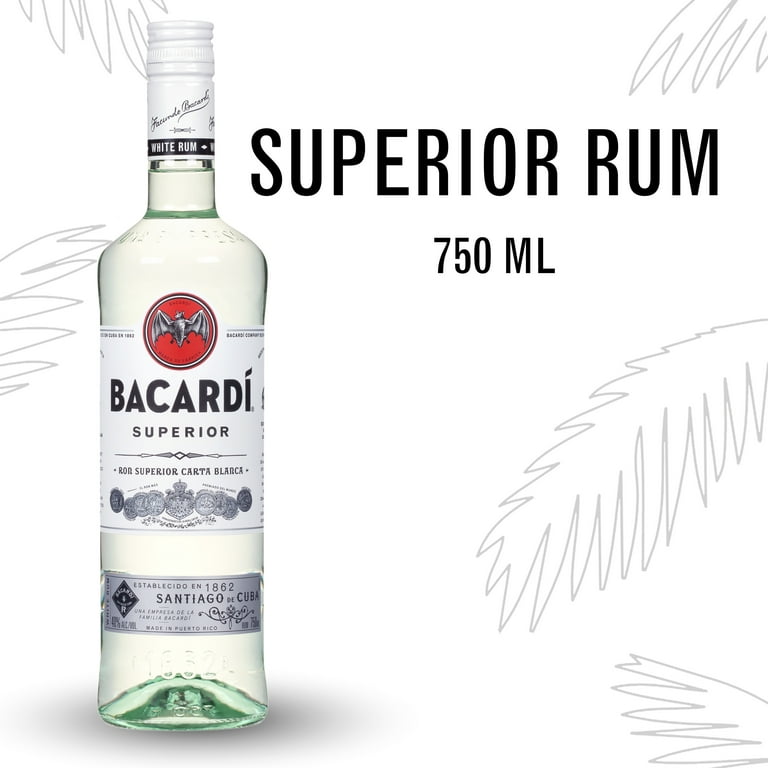 Bacardi Superior White ml Bottle, 40% Free, Rum, ABV 750 Gluten