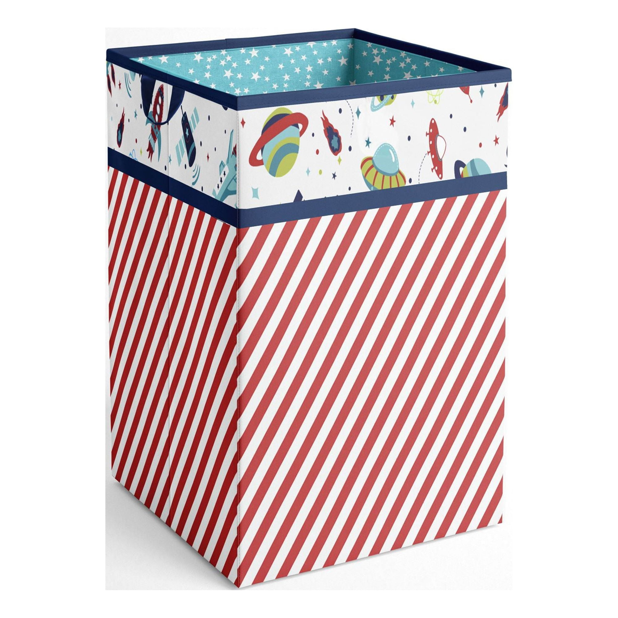 Multicolor Space-Themed Collapsible Kids Laundry Hamper