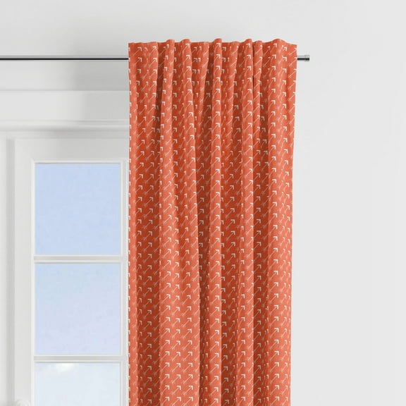 Bacati - Arrows Curtain Panel 42 x 84 inches 100% Cotton Percale Fabrics, White/Orange