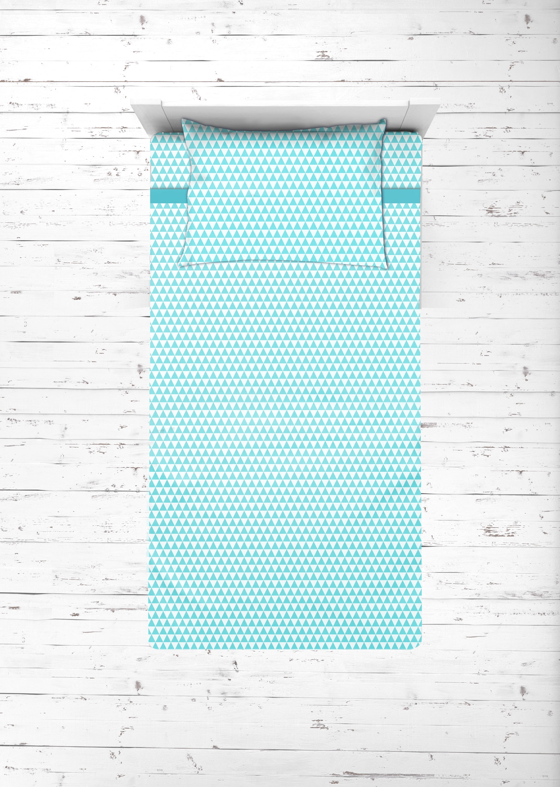 Bacati Aztec Aqua/Navy 3-Piece 100% Cotton Muslin Toddler Bedding Sheet Set, Triangles