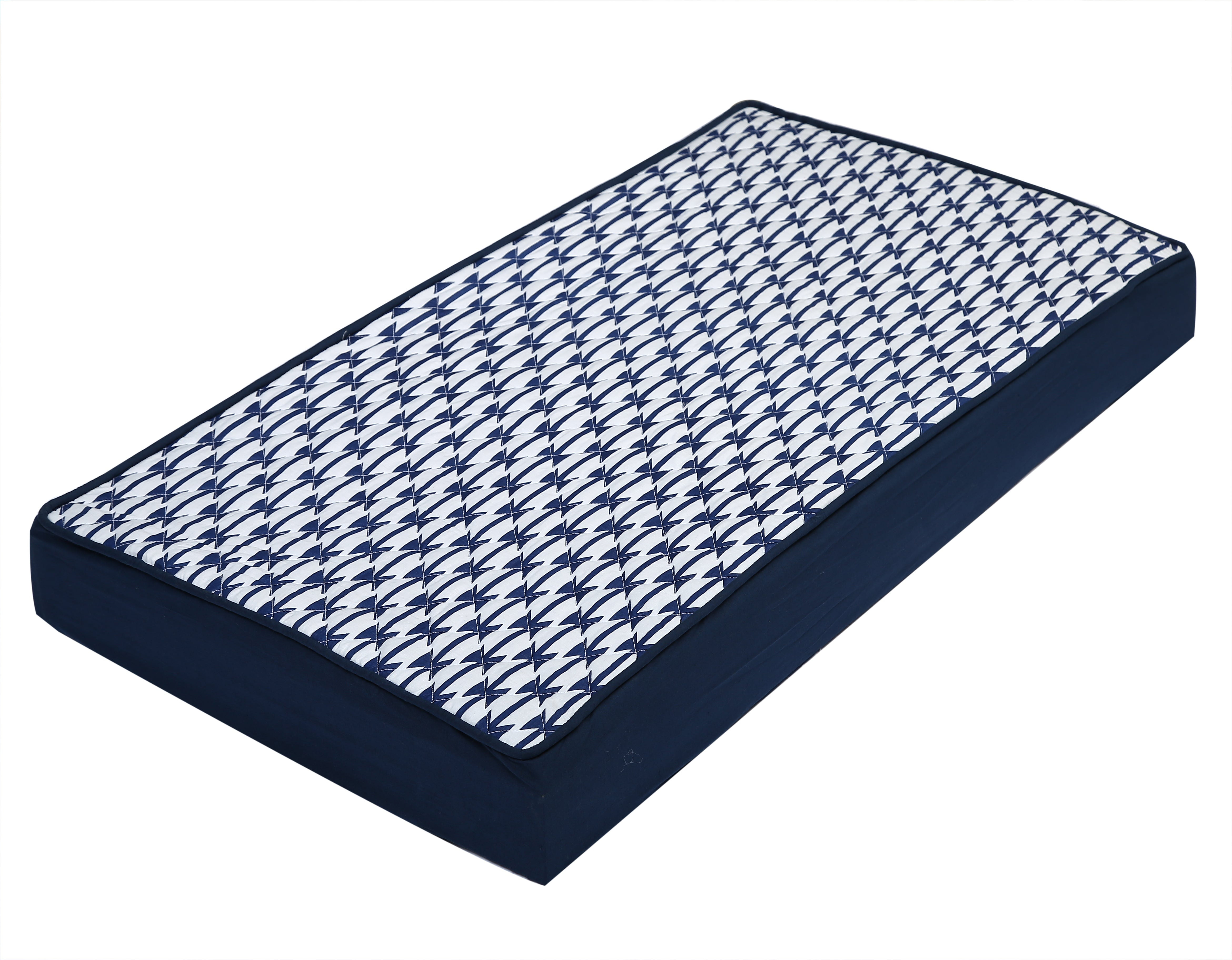 Bacati - Aztec Emma Coral/Mint/Navy Girls Quilted Changing Pad Cover