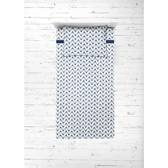 Bacati - Aztec/Tribal Navy 3-Piece 100% Cotton breathable Muslin Toddler Bedding Sheet Set, Bucks