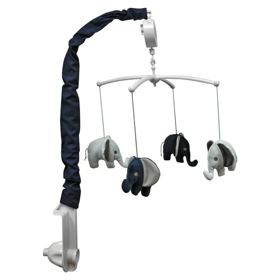 Bacati - Bacati - Elephants Blue/GreyElephants Blue/Grey Musical Baby Crib Mobile