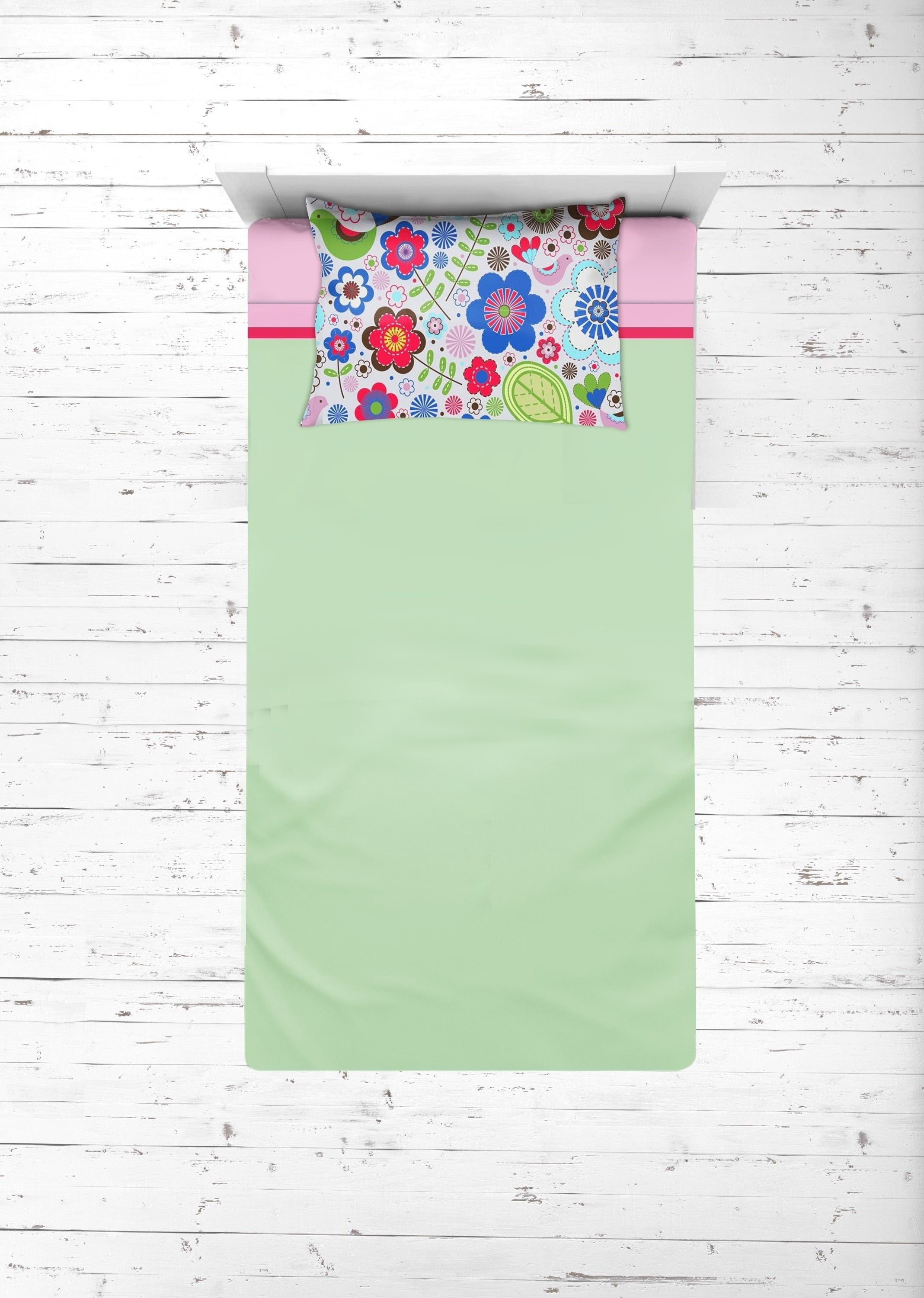 Bacati - Botanical 3-Piece 100% Cotton Percale Toddler Sheet Set, Pink