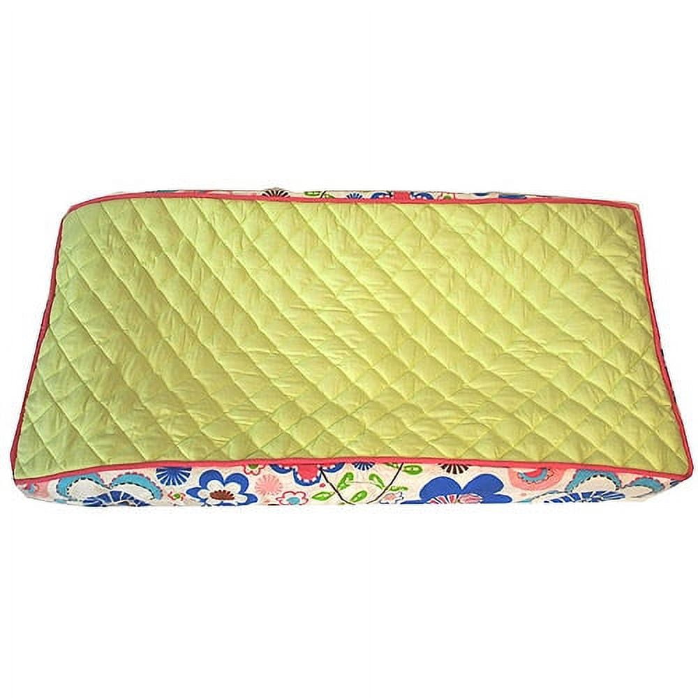 Bacati - Botanical Pink/Aqua/Fuchsia/Green Girls Quilted Changing Pad Cover