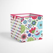 Bacati - Botanical Pink Cotton Percale Fabric covered Storage, Small Box, 10 L x 10 W x 10 H inches