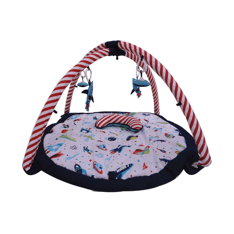 Bacati Boys Activity Gym Playmat, Air Space Aqua/Navy/Red