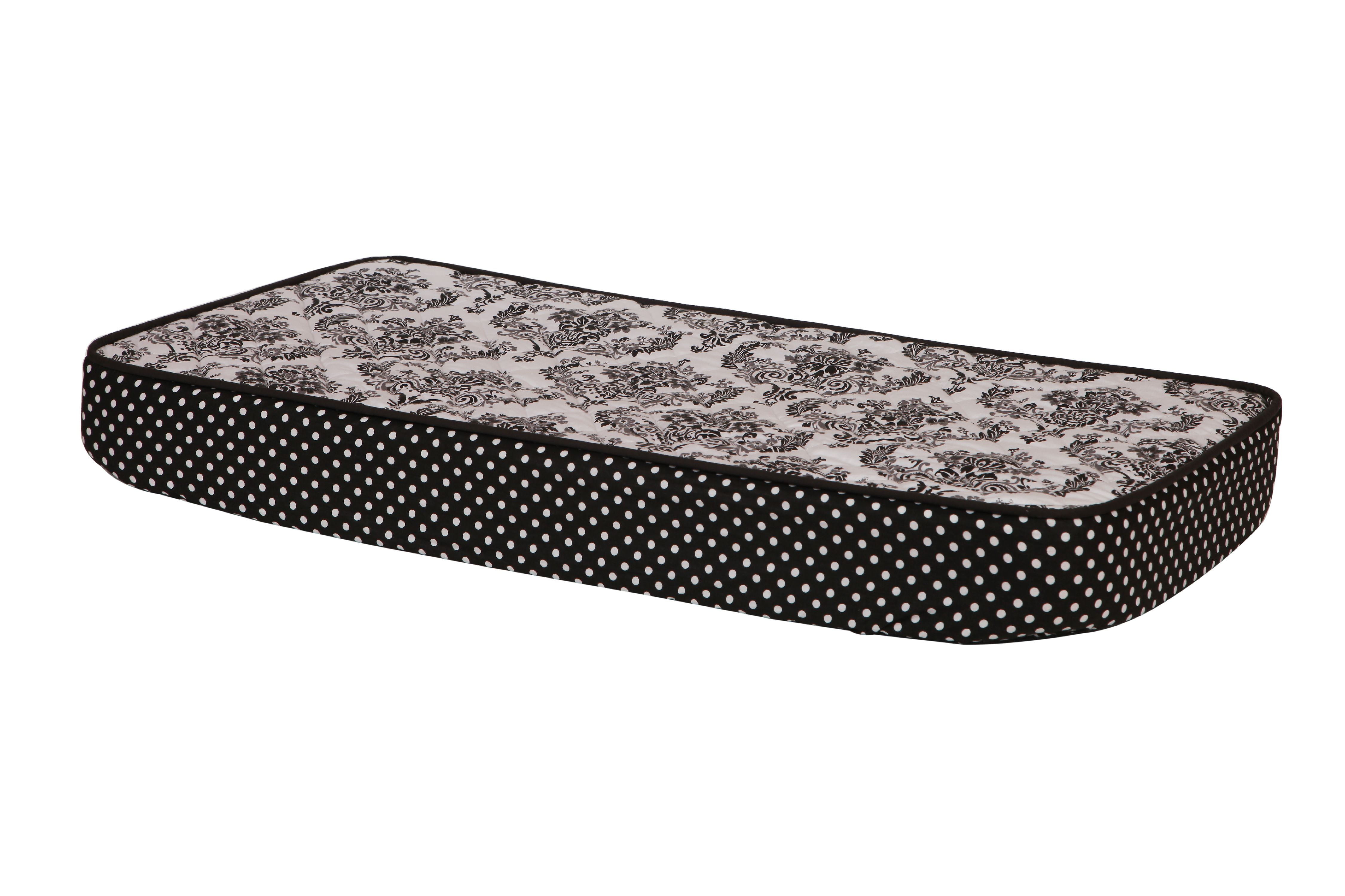 Bacati - Classic Damask White/Black Quilted Top 100% Cotton Percale with Polyester Batting With Pin Dots Gusset Diaper Changing Pad Cover, Pin Dots