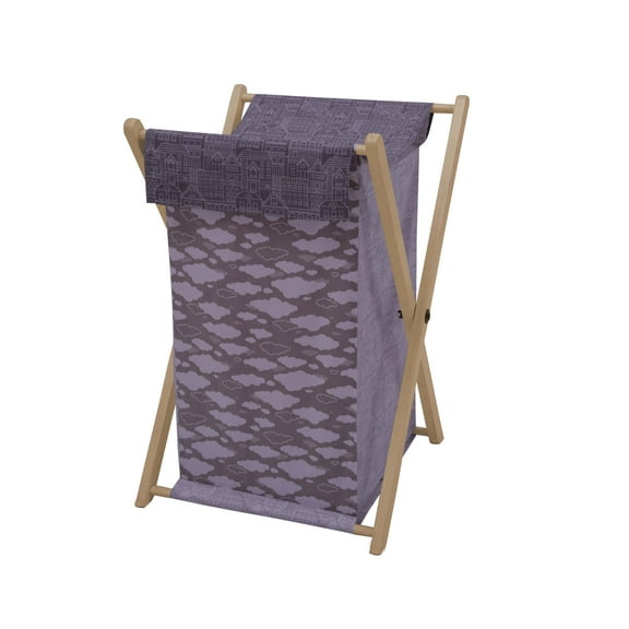Bacati Clouds in the City Laundry Hamper, White And Gray