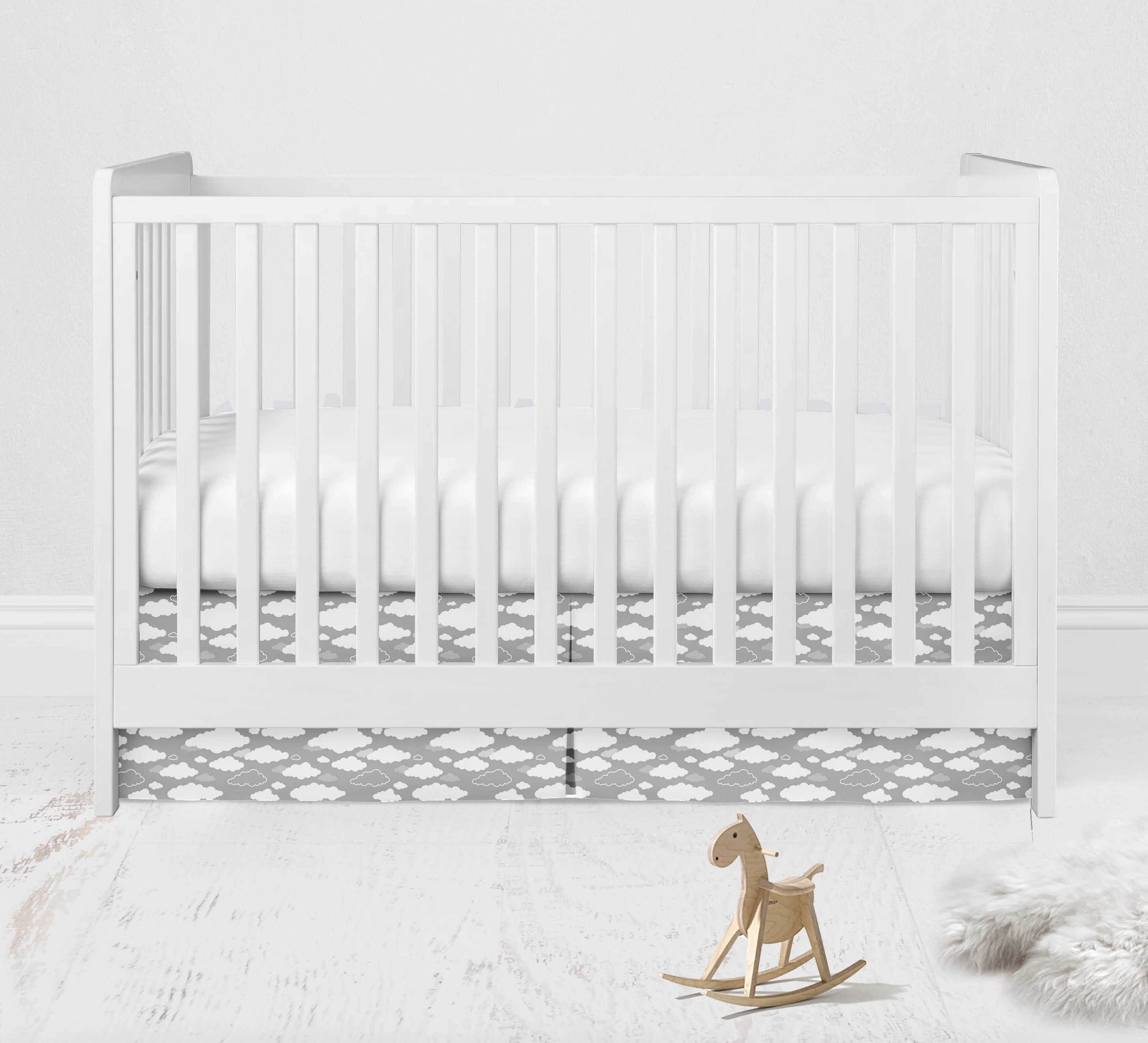 Bacati - Clouds in the City White/Grey Clouds Crib/Toddler Bed Skirt