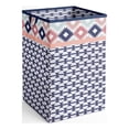 thumbnail image 1 of Bacati Collapsible Cotton Percale Fabric Laundry Hamper, Aztec Emma Coral, 1 of 7